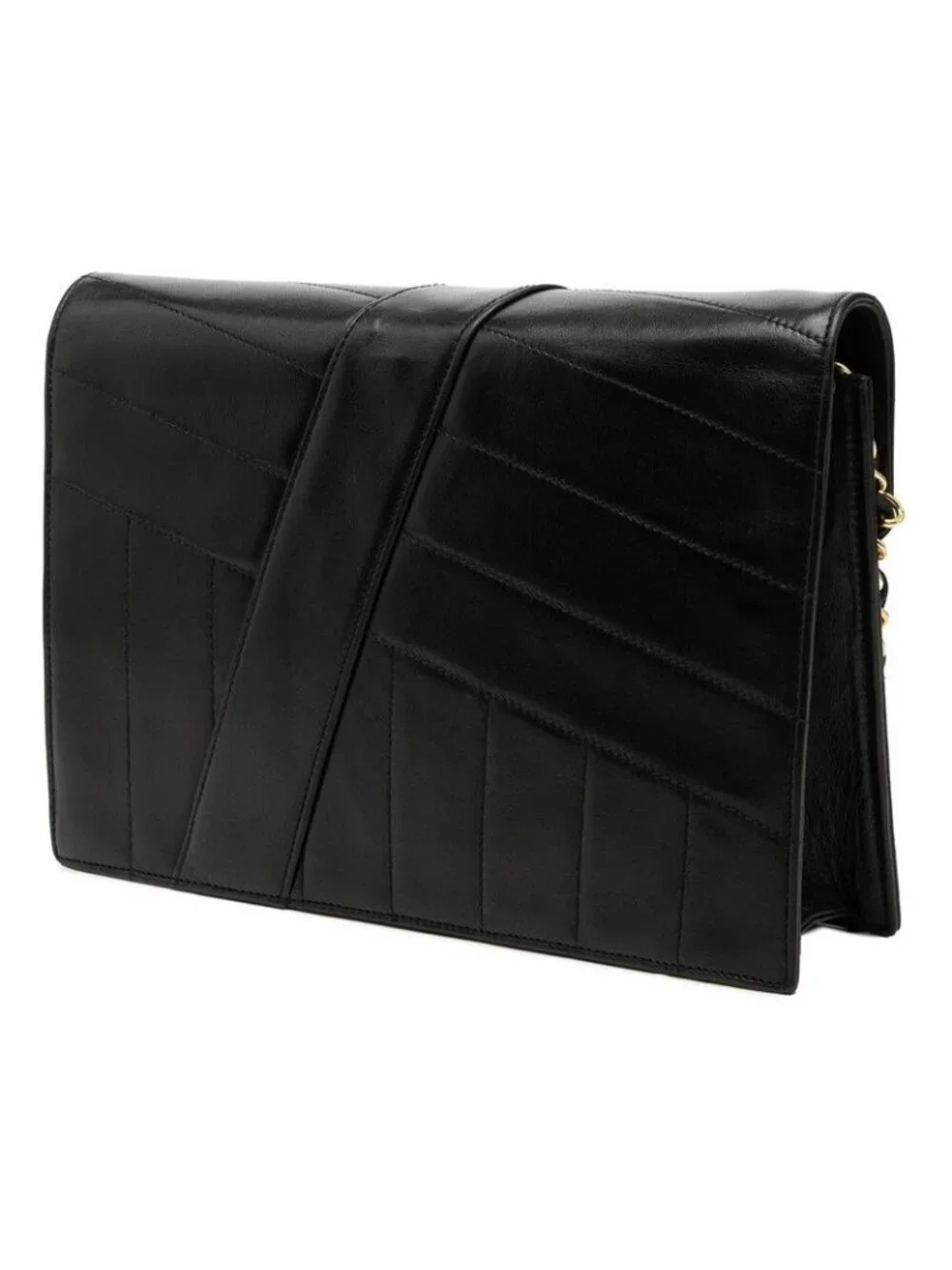 Chanel CC Logo Chain Flap Shoulder Bag Black Lambskin